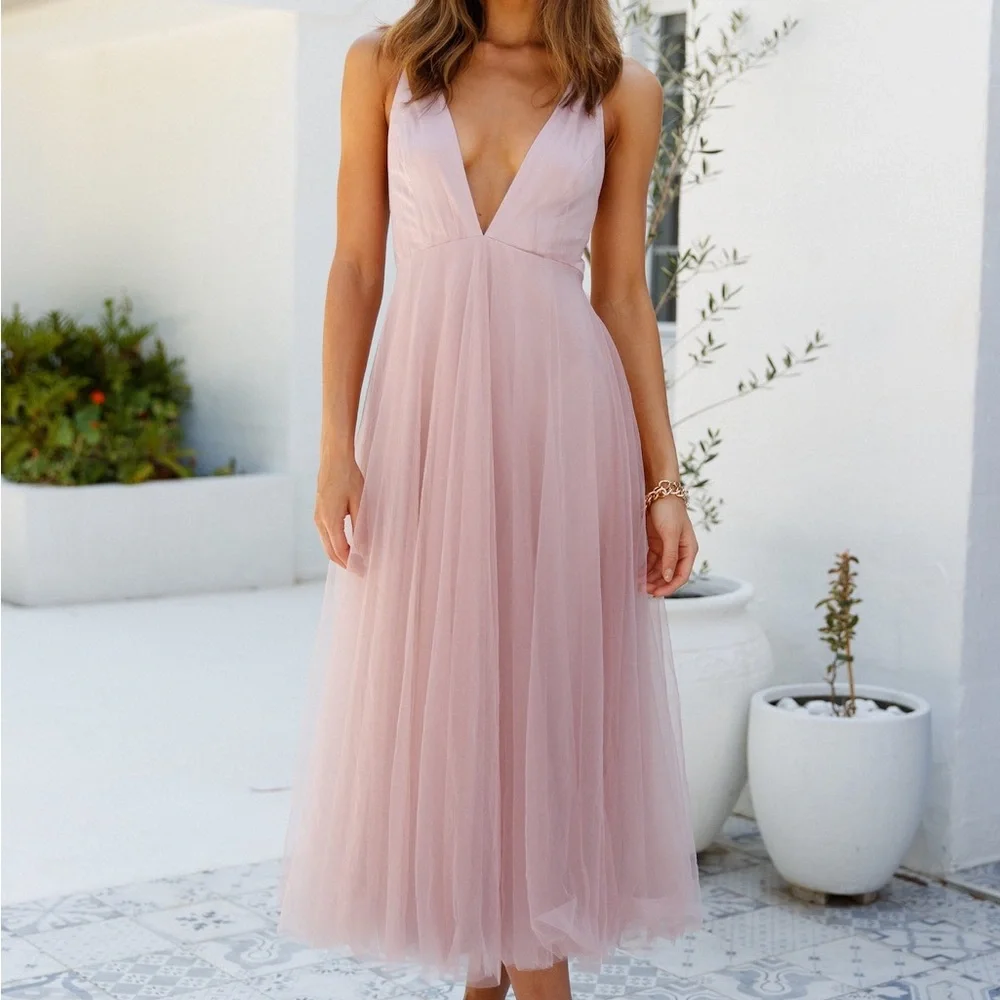 Hello Molly “Kiss the Girl” blush tulle midi - Picture 4 of 12